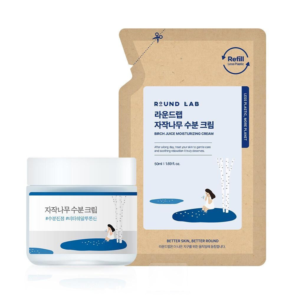 ROUND LAB Birch Juice Moisturizing Cream 80ml Set (+Refill 50ml)