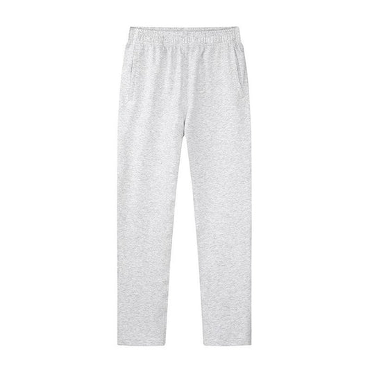 Men’s Casual Cotton Sweatpants, Solid Color Straight-Leg Athletic Pants, Comfortable Elastic Waist Long Trousers