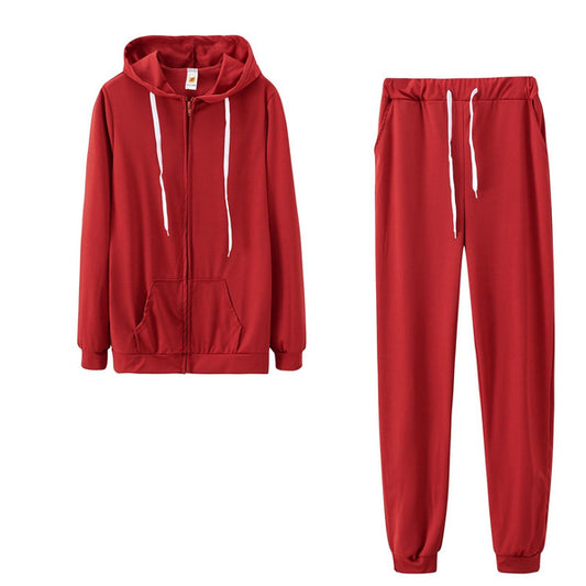 Women’s Solid Color Sweatshirt and Jogger Set – Casual Two-Piece Lounge Tracksuit