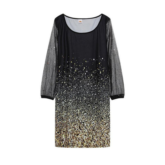 Sequin Mesh Sheer Dress for Women, Elegant See-Through Party Evening Gown