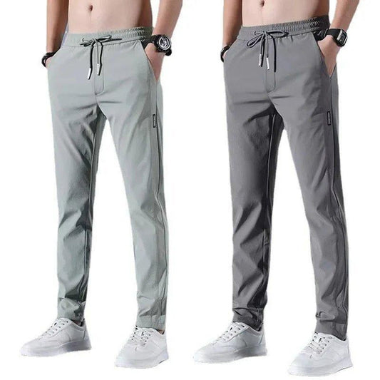 Men’s Lightweight Ice Silk Casual Pants – Breathable, Loose-Fit, Trendy Straight-Leg 9/10 Length Trousers for Work & Sports