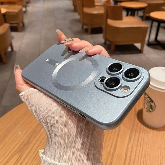 Magnetic Matte TPU Silicone Case for iPhone 15 Pro Max, 14, 13, 12 โ Slim Shockproof Protective Cover