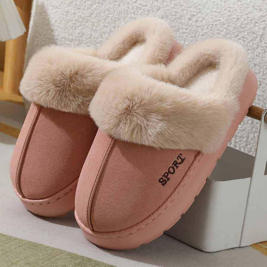 Plush Lined Thick Sole Indoor Slippers for Women, Warm Non-Slip Winter House Shoes