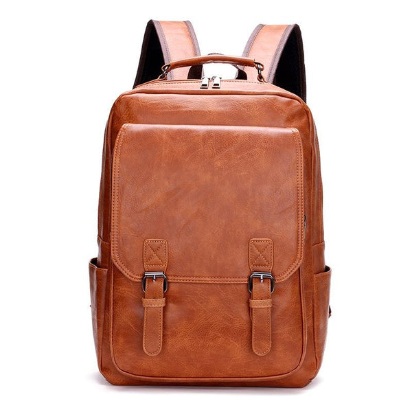 Stylish Business Laptop Backpack for Men, Large Capacity PU College School Bag