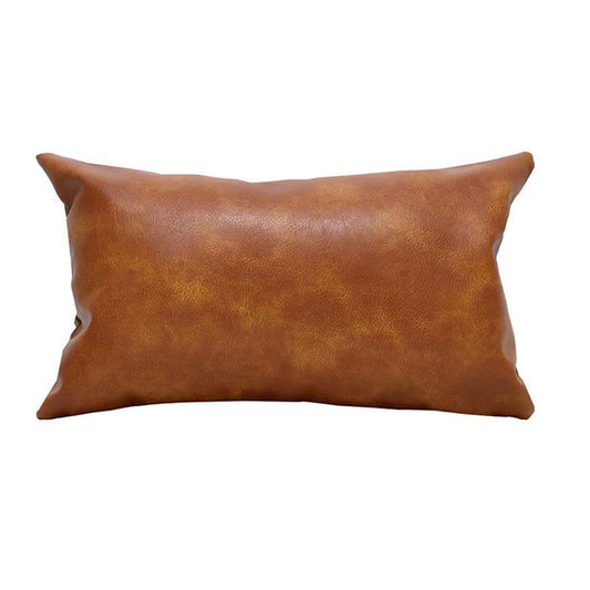 Scratch-Resistant PU Leather Pillow Cover | Brown Decorative Throw Pillow for Sofa & Bed, Lumbar Support Cushion