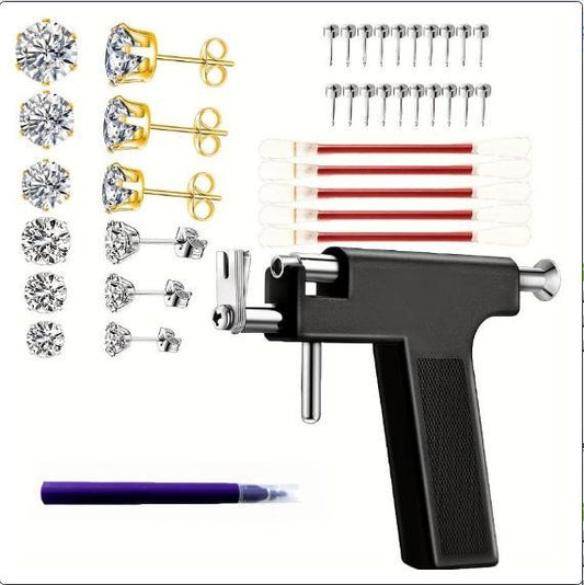 Professional Ear Piercing Kit with Diamond Studs & Piercing Gun - Safe & Easy Ear Piercing Tool
