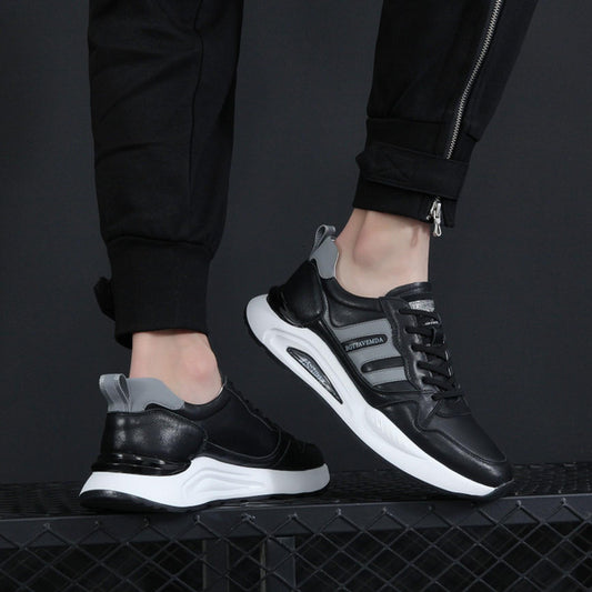 Men's Genuine Leather Sneakers | Full Grain Leather Casual Sports Shoes in White