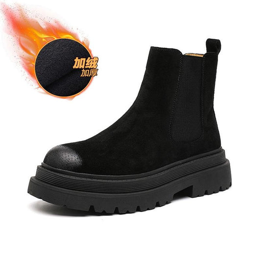 Men's Genuine Leather Timberland Boots | Chunky Sole Work Boots with Hidden Height Increase | Autumn Casual Style 44161-J