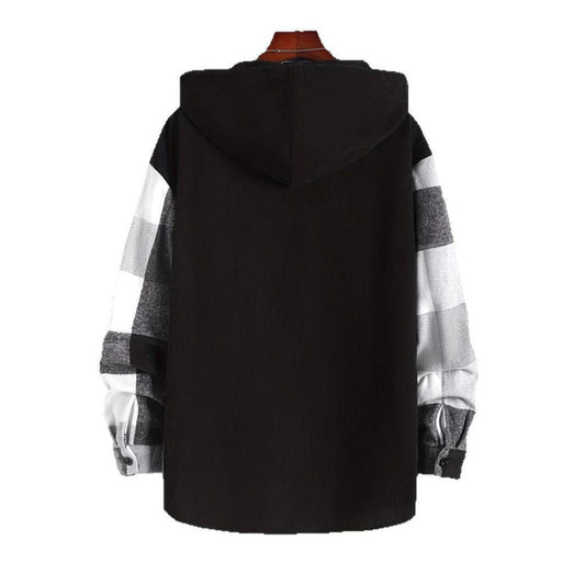 Men's Flannel Hooded Shirt with Pockets, Heavyweight Long Sleeve Plaid Shirt