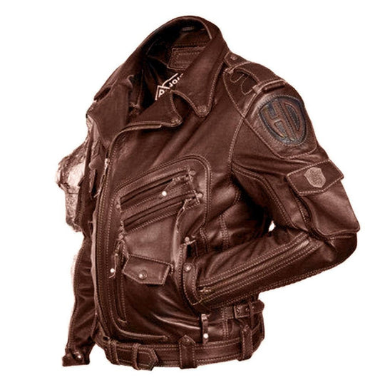 Vintage Leather Jacket for Men with Multiple Pockets β Stylish Retro Outerwear Coat