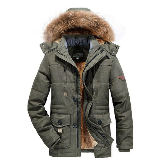 Men's Winter Fleece Lined Hooded Parka Coat, Thick Warm Long Padded Jacket for Cold Weather
