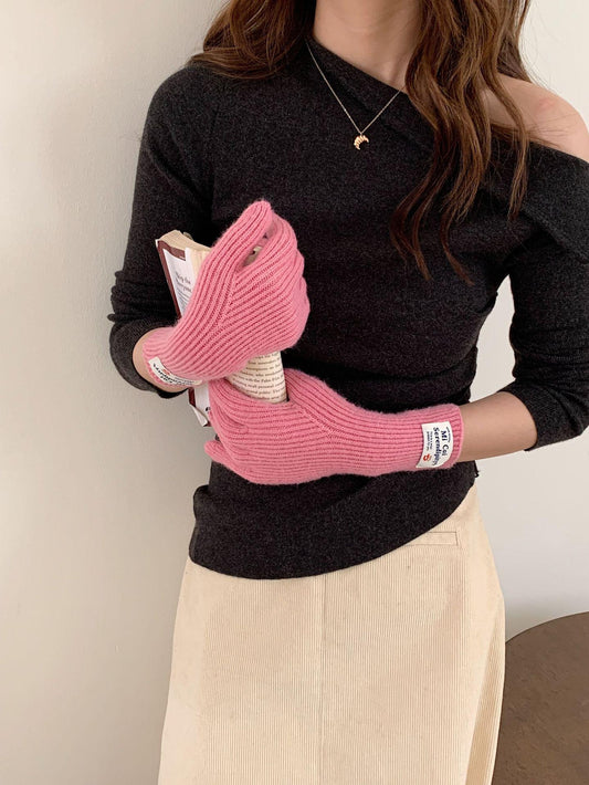 Touchscreen Winter Knitted Gloves - Warm Fleece Lined Cold Weather Mittens for Outdoor Activities