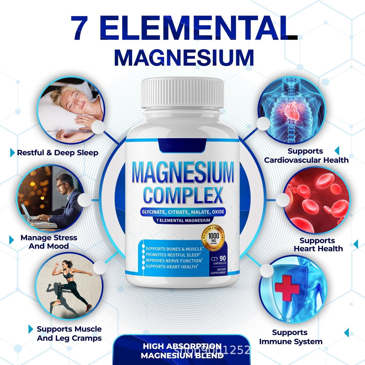 Toplux Magnesium Complex 8 Essential Magnesium Supplement 1000mg