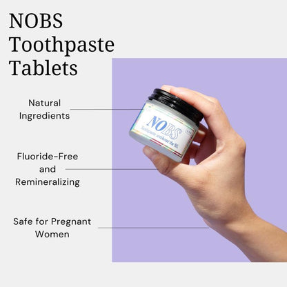 NOBS Toothpaste Tablets - Nano Hydroxyapatite, Fluoride Free, Plastic Free, Eco & Travel Friendly - Remineralize with NHA