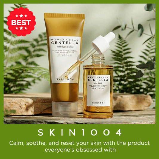 SKIN1004 Set_ Madagascar Centella Ampoule Foam 4.23 fl.oz (125ml)+Madagascar Centella Ampoule 3.38 fl.oz (100ml) / Barrier Repair & Redness Relief, Hydrating, Moisturizing, Soothing