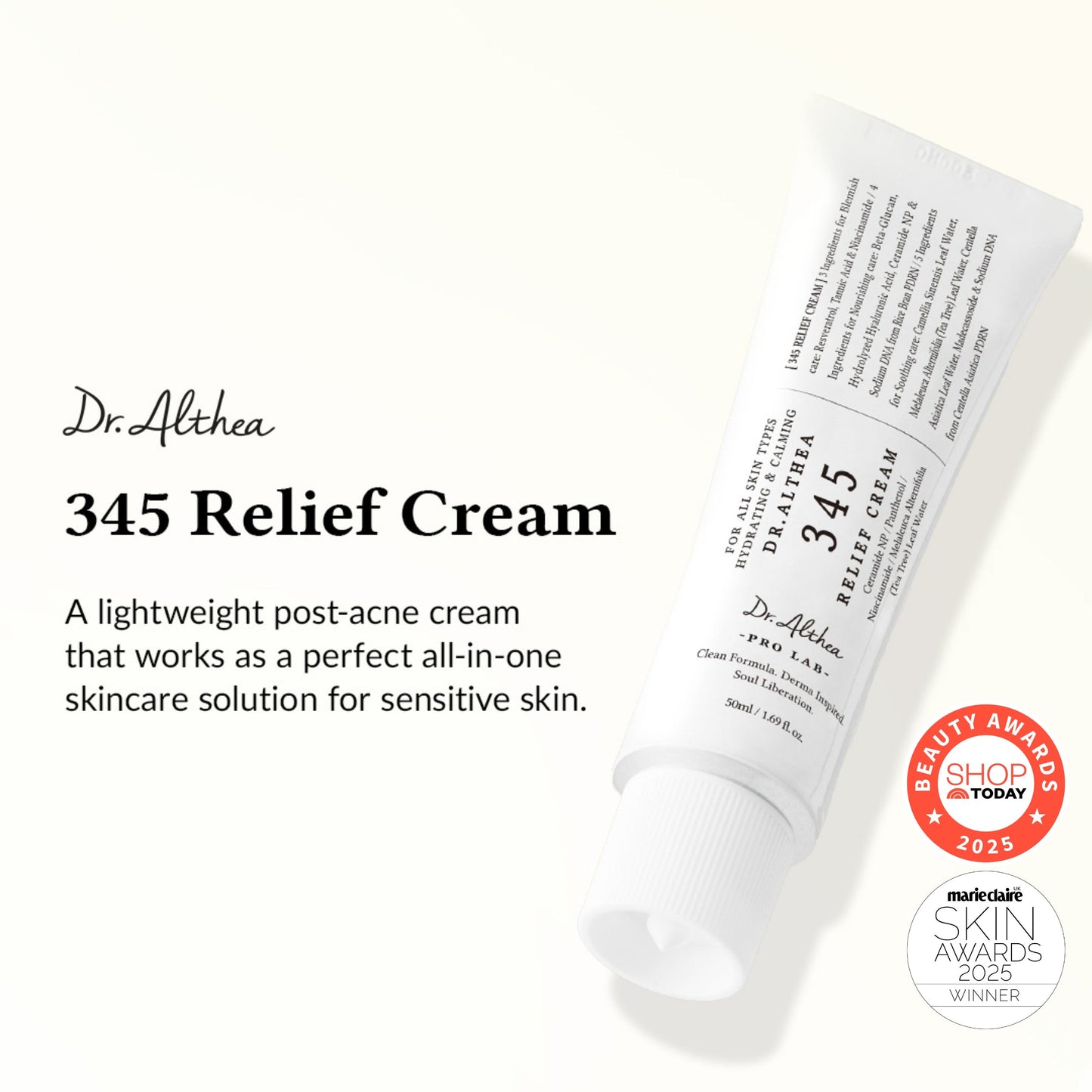 Dr.Althea 345 Relief Cream 1.6 fl.oz (50ml) / Post-Acne Care & Blemish Soothing