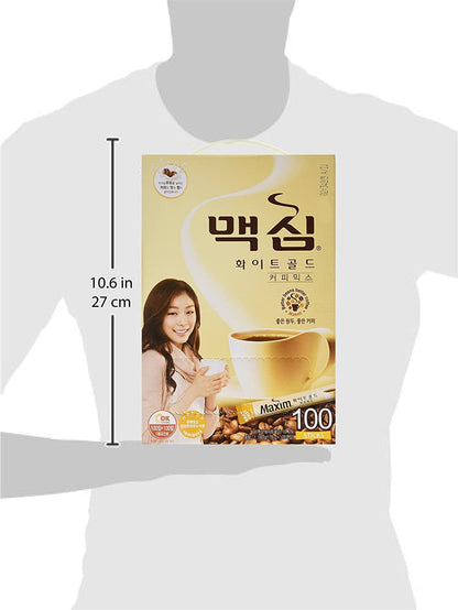 Maxim White Gold Instant Coffee Mix 1 Box, 100 Sticks