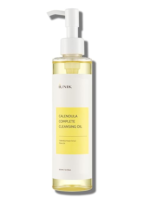 IUNIK Calendula & Jojoba Oil-Infused Vegan Cleansing Oil – Gentle Blackhead Melting & Makeup Remover Facial Cleanser
