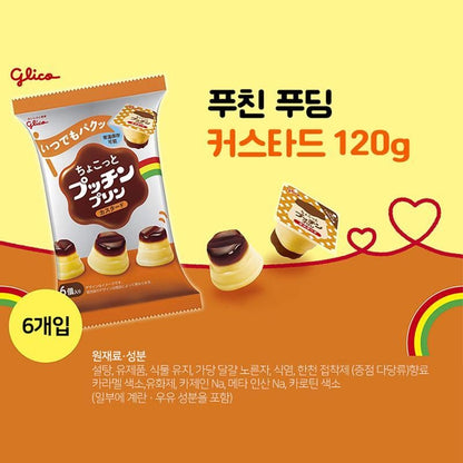 [JP] 글리코 미니 푸칭 푸딩 2종(카스타드/밀크쇼콜라), 120g, 3봉