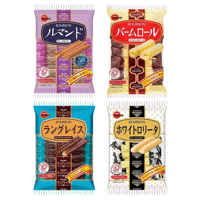 [JP] 부르봉 과자 일본 초콜릿 비스킷 4종 골라담기, 루만드/바무롤/랑그레이스/화이트로리타