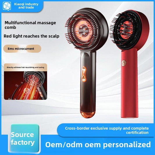 Electric Massage Comb Red Blue Light EMS Scalp Medicine Instrument Anti-Loss Essential Oil Comb Nano-atomized Hair Growth Comb