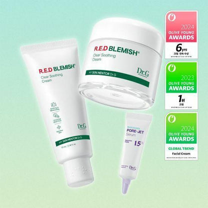 Dr.G Red Blemish Clear Soothing Cream 70mL Set (+70ml Tube+Pore Jet Serum 10ml)