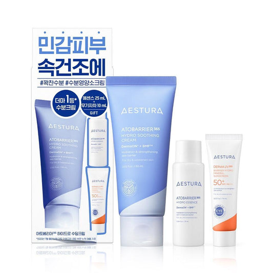 AESTURA Atobarrier 365 Hydro Soothing Cream 60ml Set (+Hydro Essence 25ml+Sun Cream 10ml)