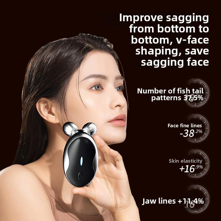 Electric double ball roller beauty instrument household mini facial lift massager EMS micro-current skin rejuvenation introducer