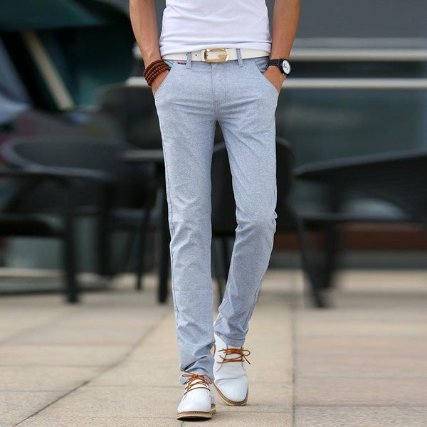 Men’s Lightweight Linen Blend Casual Pants – Slim Fit, Breathable, Straight Leg Summer Trousers