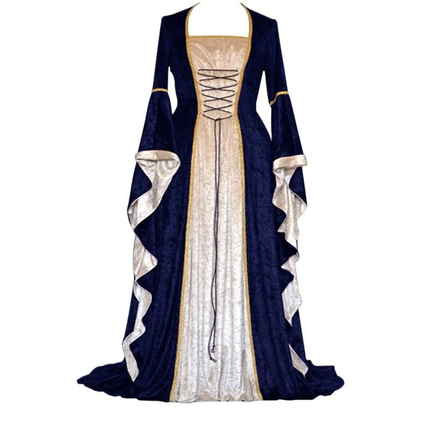 Plus Size Velvet Medieval Maxi Dress with Lace-Up Detail, Vintage Renaissance Gown for Women, S-5XL