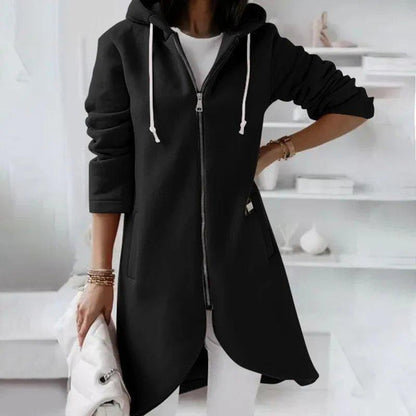 Women's Fashion Loose Fit Zip-Up Hoodie – Casual Long Sleeve Hooded Sweatshirt