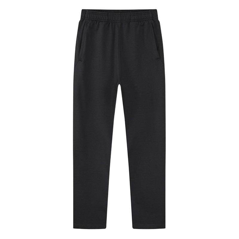 Men’s Casual Cotton Sweatpants, Solid Color Straight-Leg Athletic Pants, Comfortable Elastic Waist Long Trousers