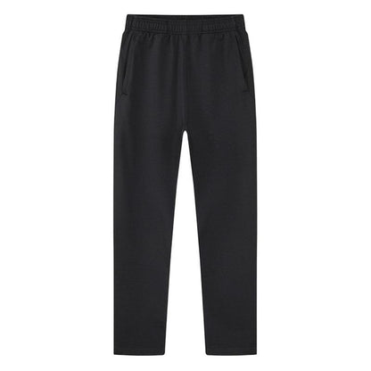 Men’s Casual Cotton Sweatpants, Solid Color Straight-Leg Athletic Pants, Comfortable Elastic Waist Long Trousers
