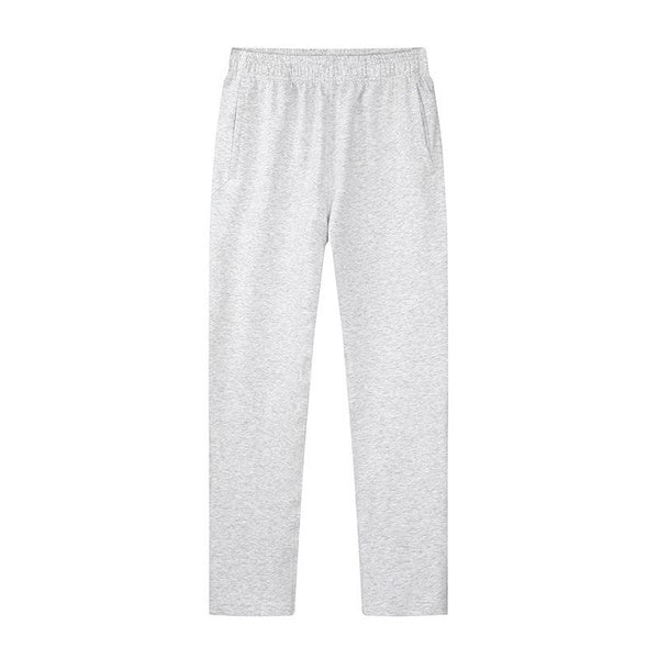 Men’s Casual Cotton Sweatpants, Solid Color Straight-Leg Athletic Pants, Comfortable Elastic Waist Long Trousers