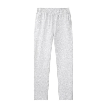Men’s Casual Cotton Sweatpants, Solid Color Straight-Leg Athletic Pants, Comfortable Elastic Waist Long Trousers