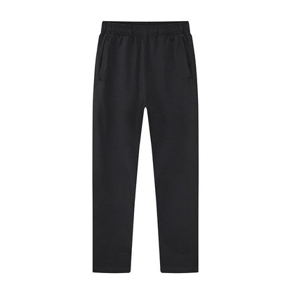 Men’s Casual Cotton Sweatpants, Solid Color Straight-Leg Athletic Pants, Comfortable Elastic Waist Long Trousers