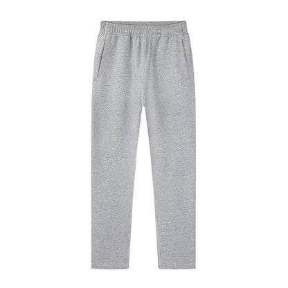 Men’s Casual Cotton Sweatpants, Solid Color Straight-Leg Athletic Pants, Comfortable Elastic Waist Long Trousers