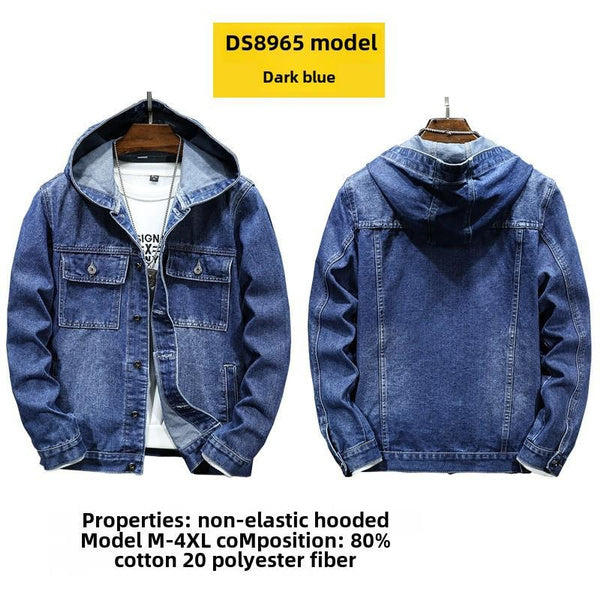 Men’s Hooded Denim Jacket – Street Style Windbreaker, Trendy Slim Fit Casual Outerwear