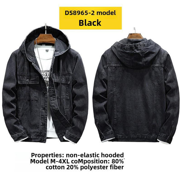 Men’s Hooded Denim Jacket – Street Style Windbreaker, Trendy Slim Fit Casual Outerwear