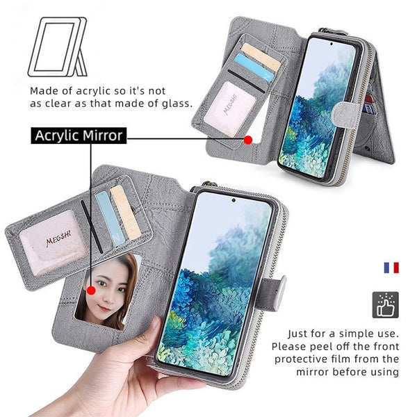 Luxury Leather Wallet Case for iPhone 15 Pro Max, iPhone 12, and Samsung S22 Plus – Card Holder Flip Cover with Magnetic Closure