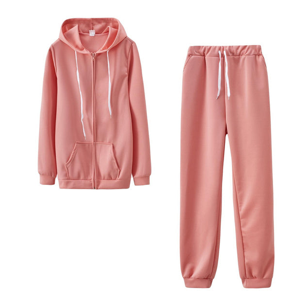 Women’s Solid Color Sweatshirt and Jogger Set – Casual Two-Piece Lounge Tracksuit
