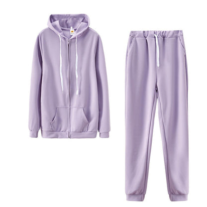 Women’s Solid Color Sweatshirt and Jogger Set – Casual Two-Piece Lounge Tracksuit