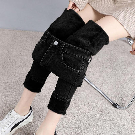 Fleece-Lined High Waist Skinny Jeans for Women, Warm Stretch Slim Fit Winter Pencil Pants