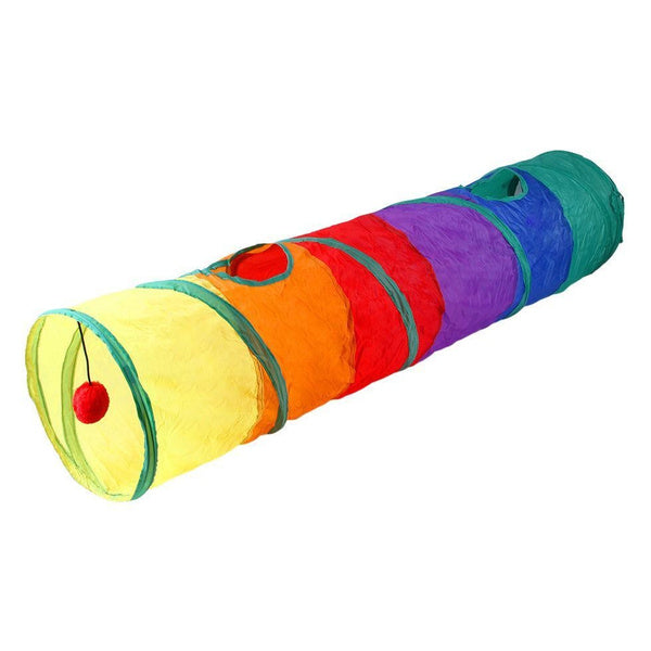 Rainbow Cat Tunnel Toy – Interactive Pet Playground, Colorful Crawl Tunnel, Fun Rolling Track for Cats