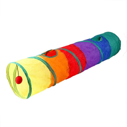 Rainbow Cat Tunnel Toy – Interactive Pet Playground, Colorful Crawl Tunnel, Fun Rolling Track for Cats