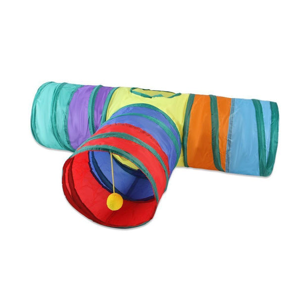 Rainbow Cat Tunnel Toy – Interactive Pet Playground, Colorful Crawl Tunnel, Fun Rolling Track for Cats