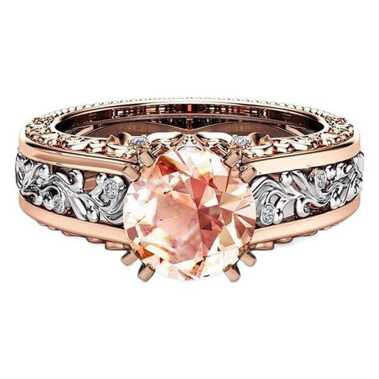 14K Rose Gold Plated Zirconia Ring for Women, Elegant Multi-Tone Statement Jewelry