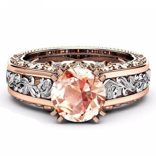 14K Rose Gold Plated Zirconia Ring for Women, Elegant Multi-Tone Statement Jewelry