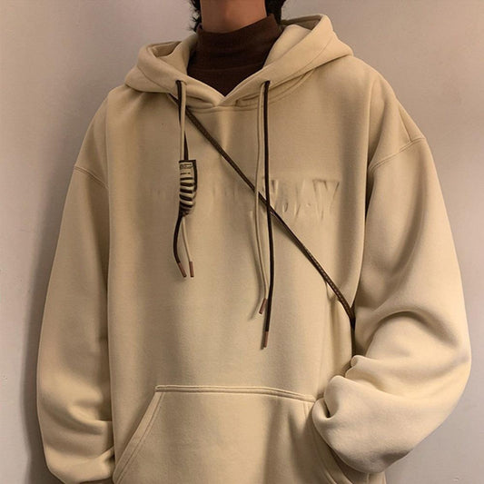 Heavyweight Fleece Hoodie for Men, Warm Thickened Vintage American Style, Winter Thermal Pullover with Hood