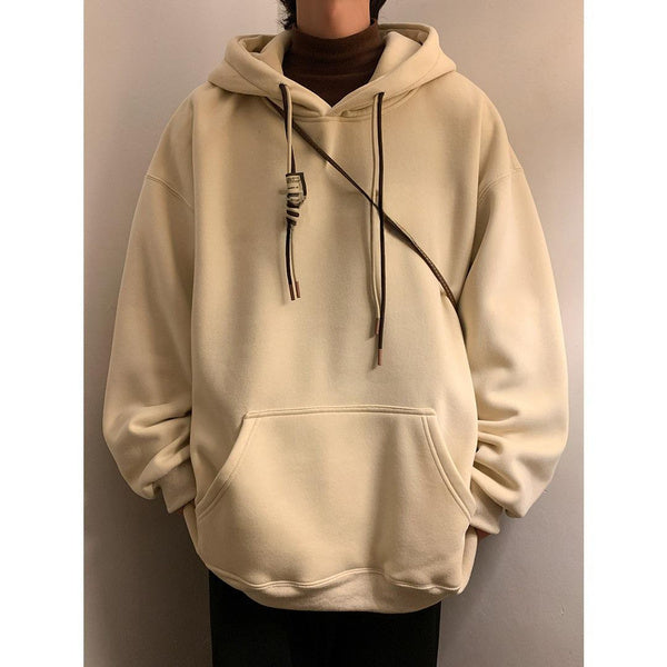 Heavyweight Fleece Hoodie for Men, Warm Thickened Vintage American Style, Winter Thermal Pullover with Hood